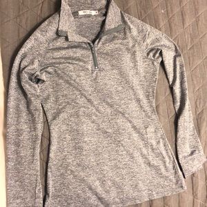 Long grey grey athletic fabric with v neck zipper